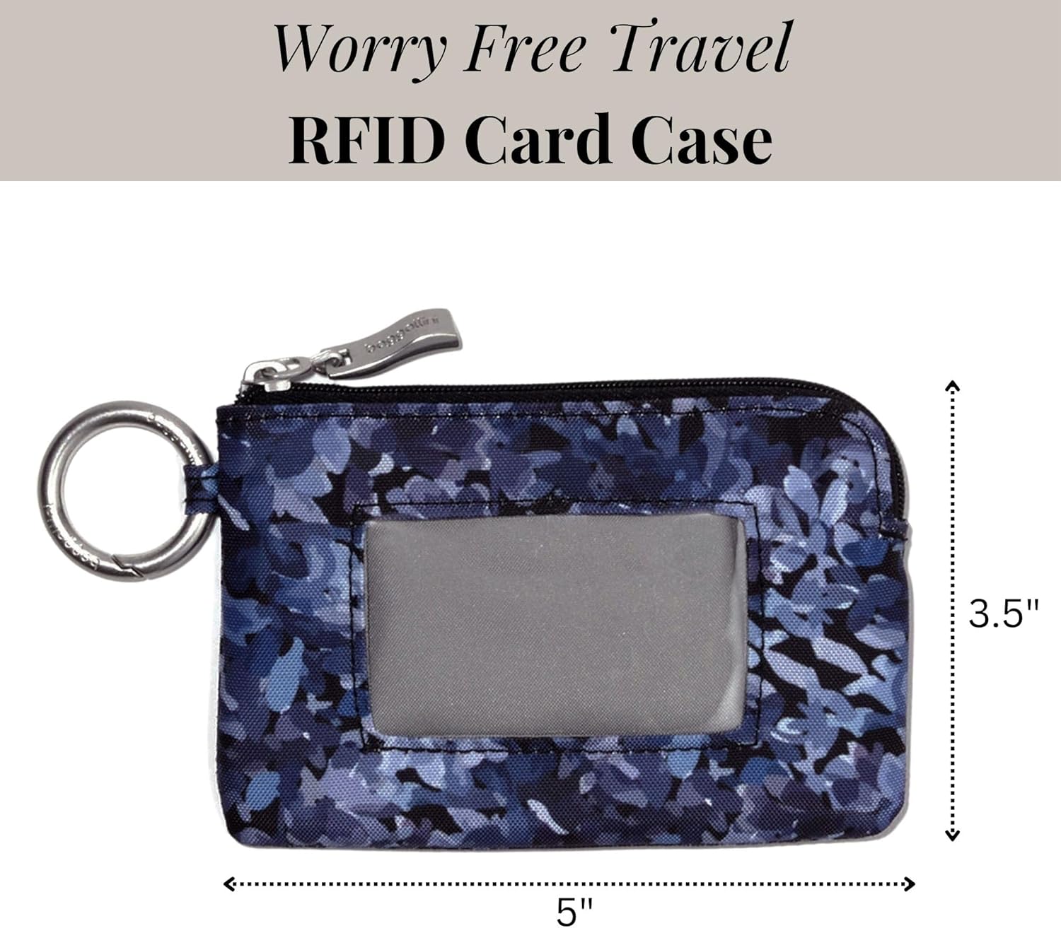 Baggallini RFID Card Case - Lightweight 5"x3.5" Wallet with Keyring
