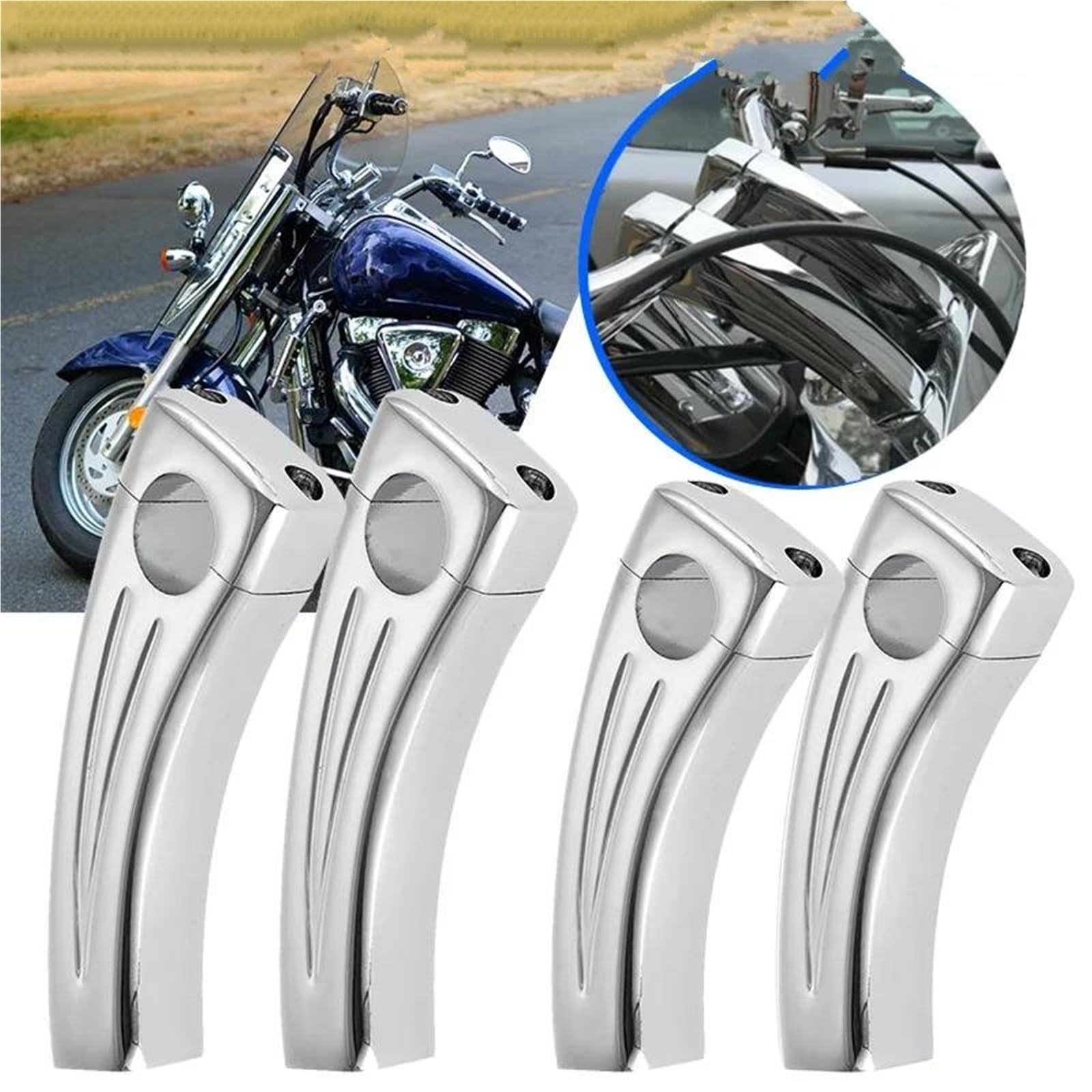 Abrazadera Elevadores Manillar para Yamaha V-Star 650/1100 Classic Custom Silverado Road Star 1600/1700 Manillar Riser Montaje Abrazadera Adaptador Piezas Elevador De Manillar