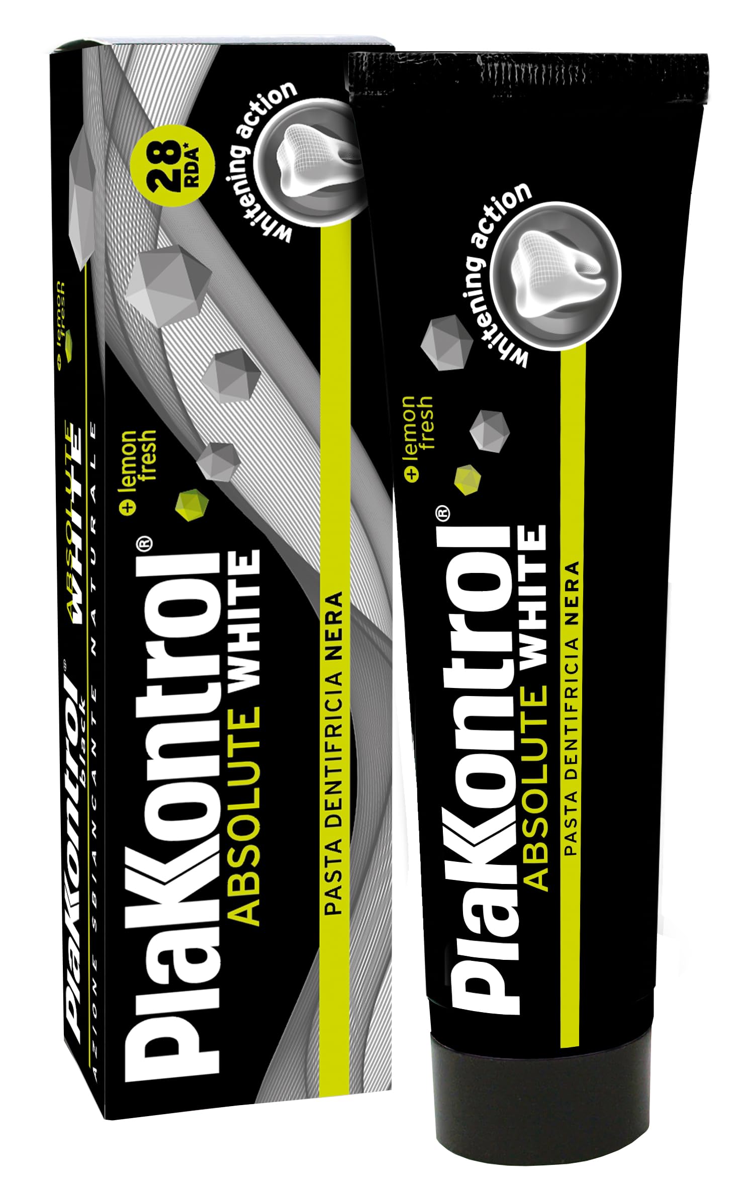 Plakkontrol Assoluto Weiß Zahnpasta Schwarz - 75 ml