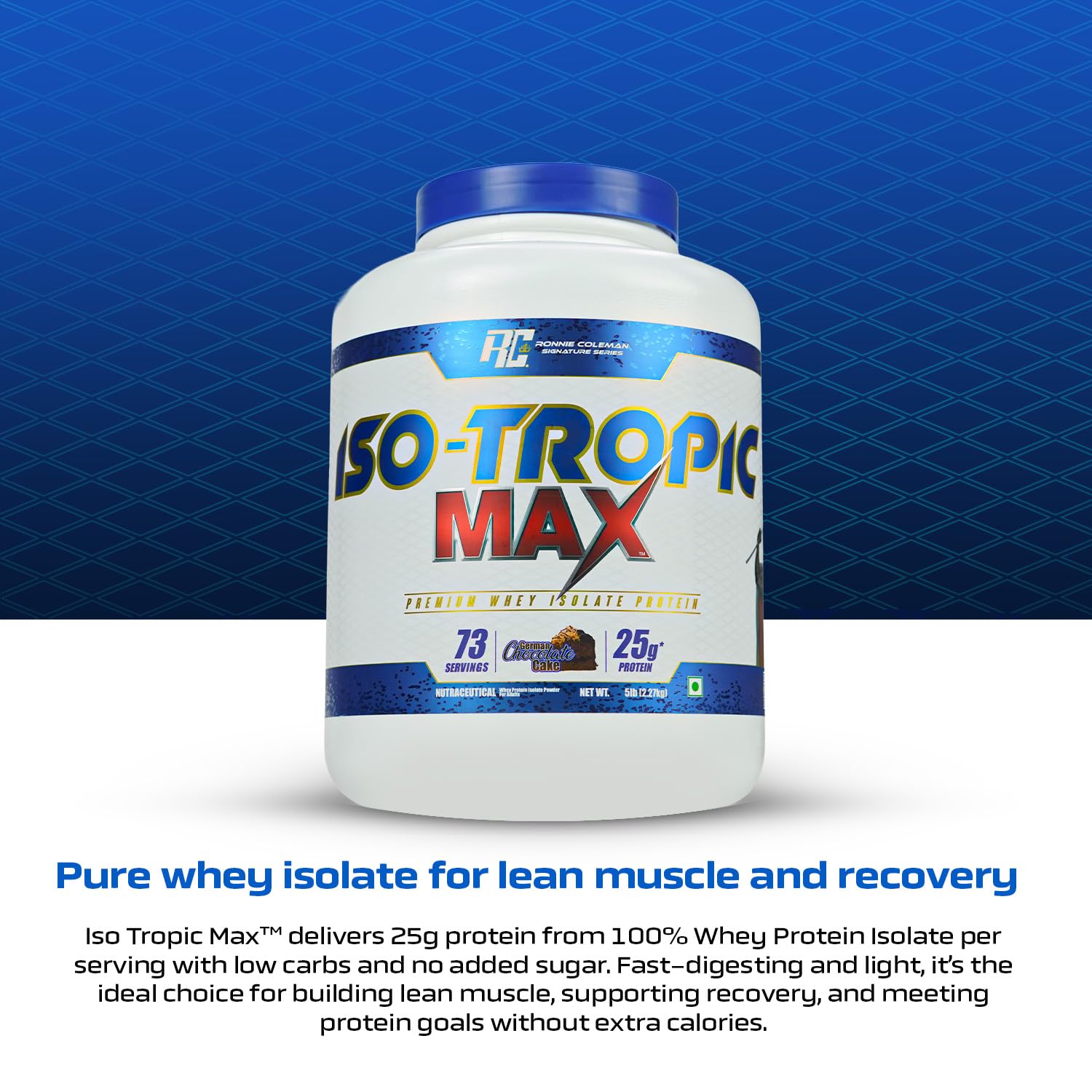 Ronnie Coleman Signature Series Iso-Tropic Max, German Chocolate Cake (73 Servings, 2.27kg / 5lbs) | Premium Whey Isolate Protein Powder — Amazon image 2