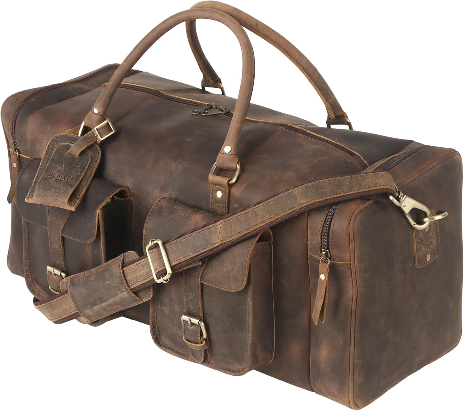 KomalC 24 inch Duffel Bag Travel Sports Overnight Weekend Leather Duffle Bag for Gym Sports Cabin Holdall bag