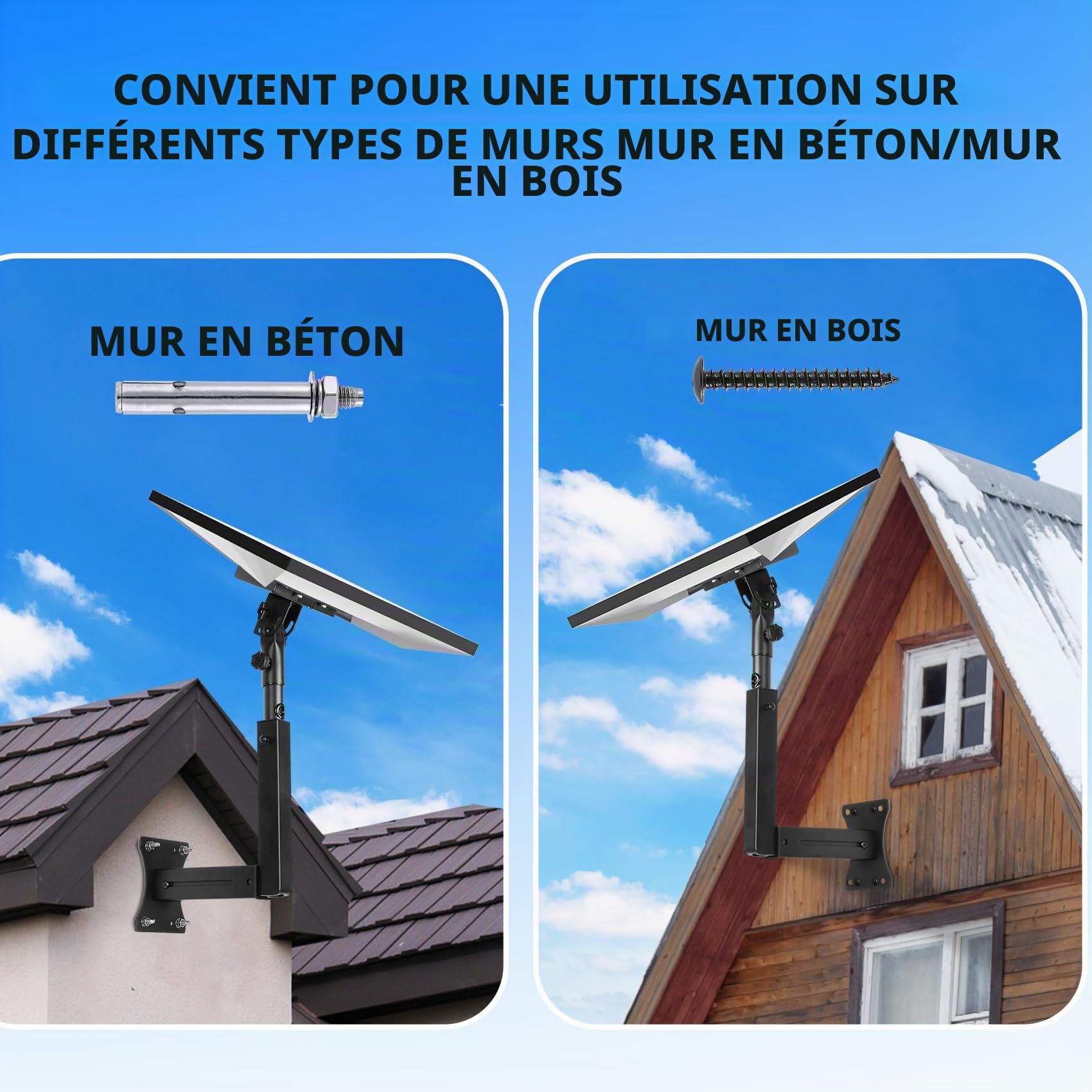 Starlink Support mural réglable pour génération 3 avec adaptateur de tube Gen 3 pour kit Starlink Standard 4/4X