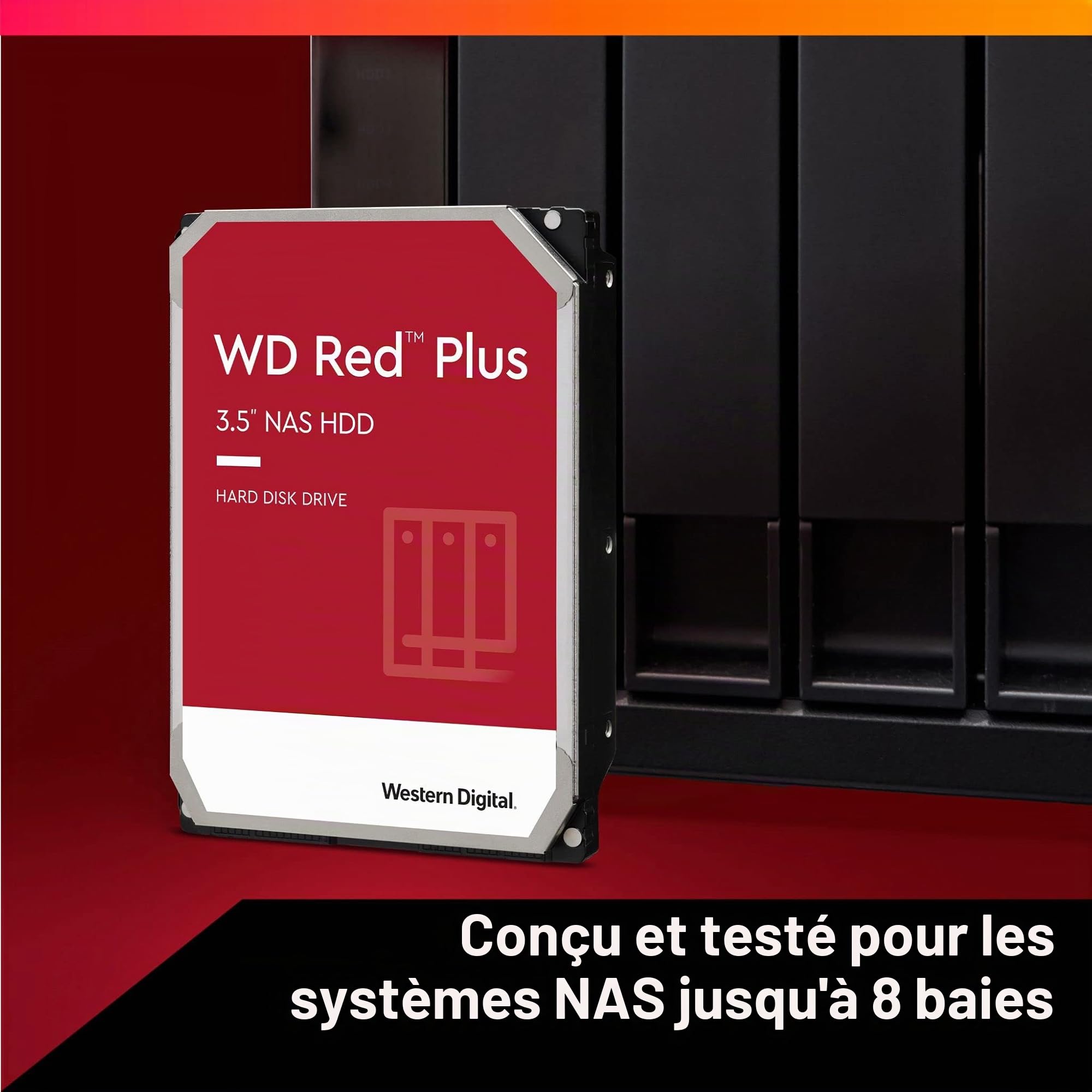 WD Red Plus Disque Dur Interne NAS 3,5" 6 to – Classe 5400 TR/Min, SATA 6 Go/s, CMR, 256 Mo de Cache