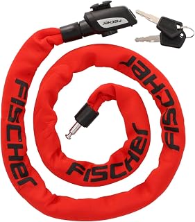 FISCHER Candado antirrobo para bicicleta de neopreno con 2 llaves, 130 cm de longitud, color rojo