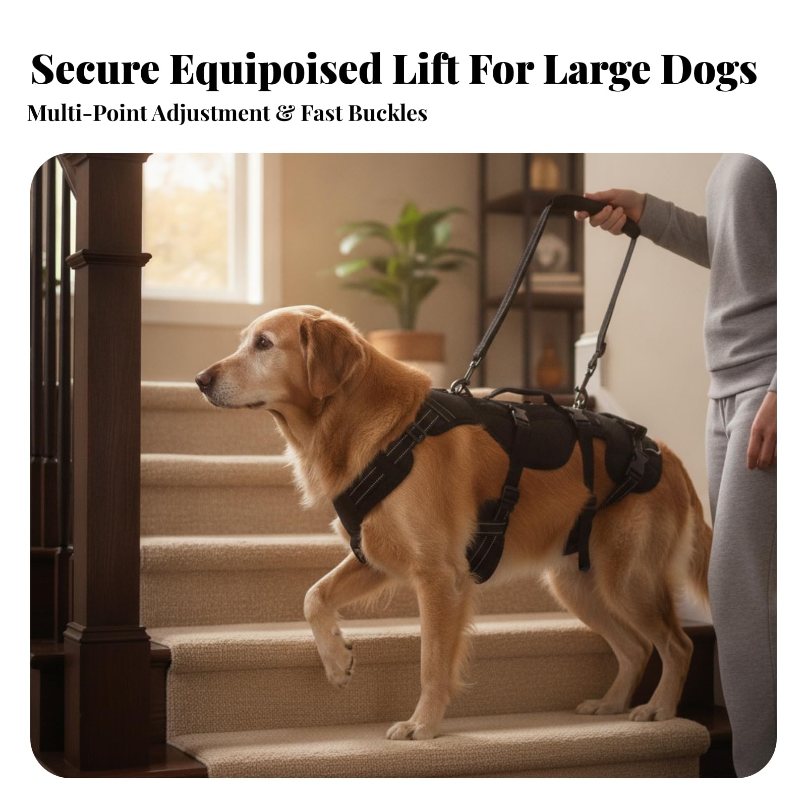 Imbracatura di Riabilitazione Robusto | Imbracatura per Cani con Anelli di Attacco in Metallo, Ergonomico, Passeggiate All'aperto, Beige, L