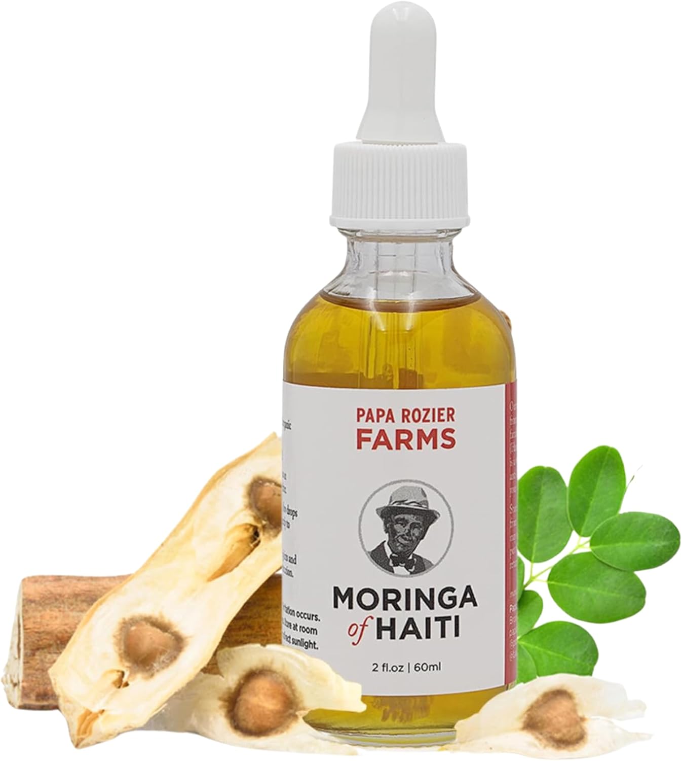 Papa Rozier Farms Moringa Oil of Haiti 2oz - Grown On Our Farms, Crushed In Our Farmhouse in Brooklyn - Undiluted, Cold Pressed, And Unrefined For Hair, Skin, Eyelashes, Eyebrows & Nails - from