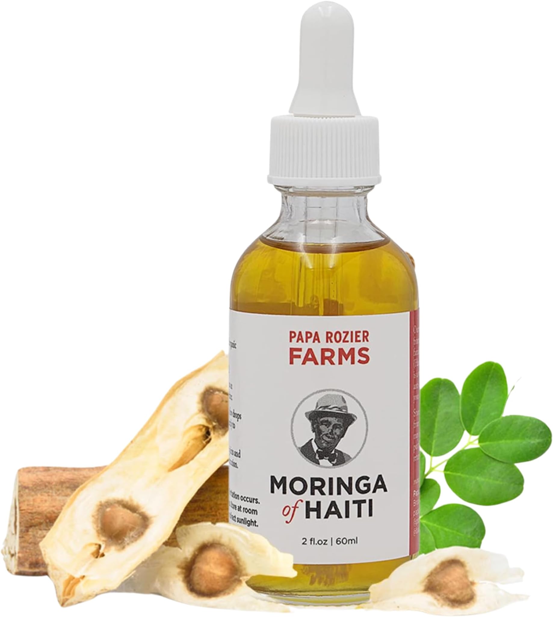 Papa Rozier Farms Moringa Oil of Haiti 2oz - Grown On Our Farms, Crushed In Our Farmhouse in Brooklyn - Undiluted, Cold Pressed, And Unrefined For Hair, Skin, Eyelashes, Eyebrows & Nails - from
