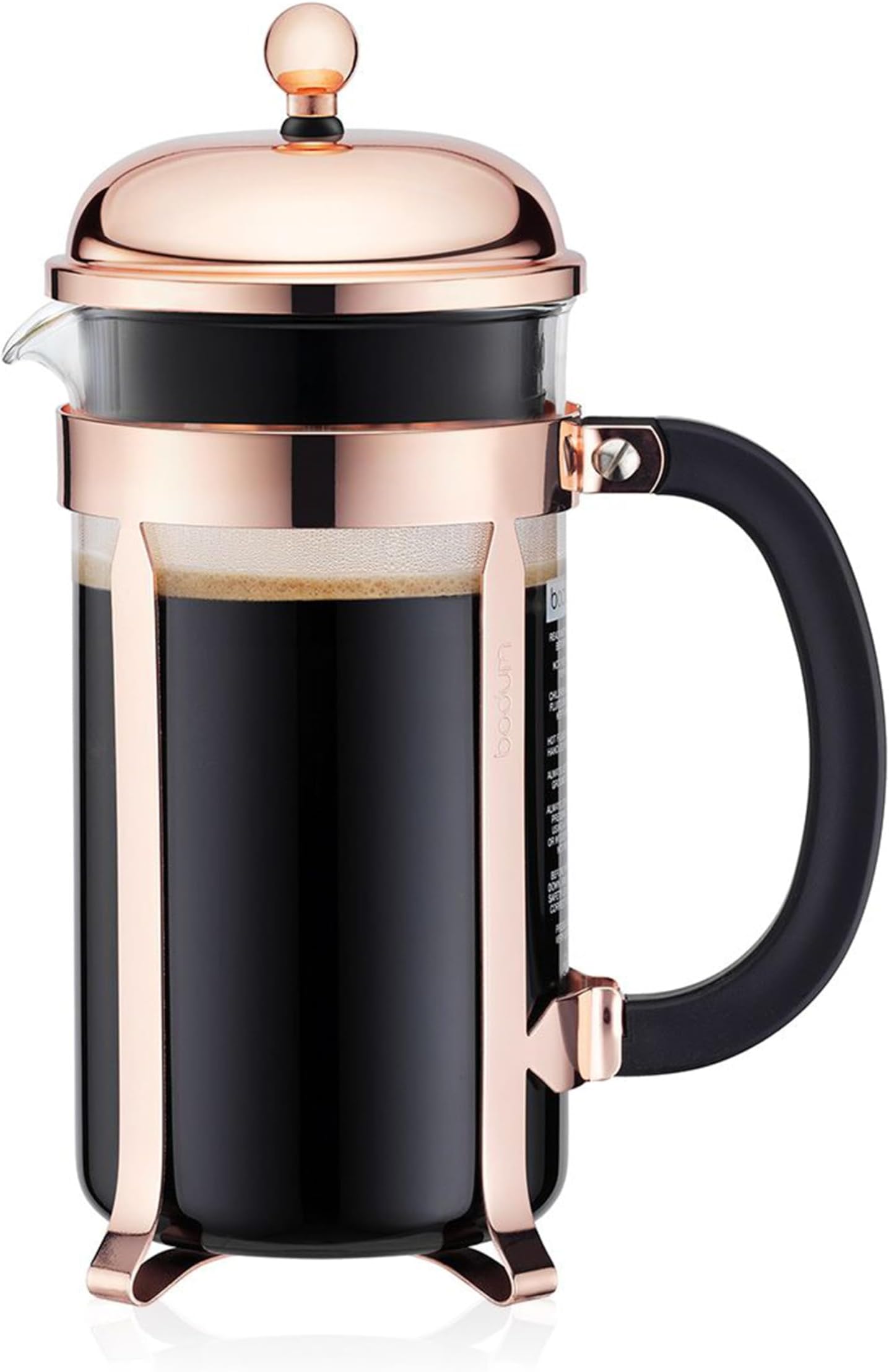 BODUM ボダム コーヒーメーカー コーヒープレス CHAMBORD シャンボール フレンチプレス コーヒーメーカー 1000ml カッパー ステンレスフィルター ガラスビーカー 浸漬式 コーヒー 【正規品】 11652-18