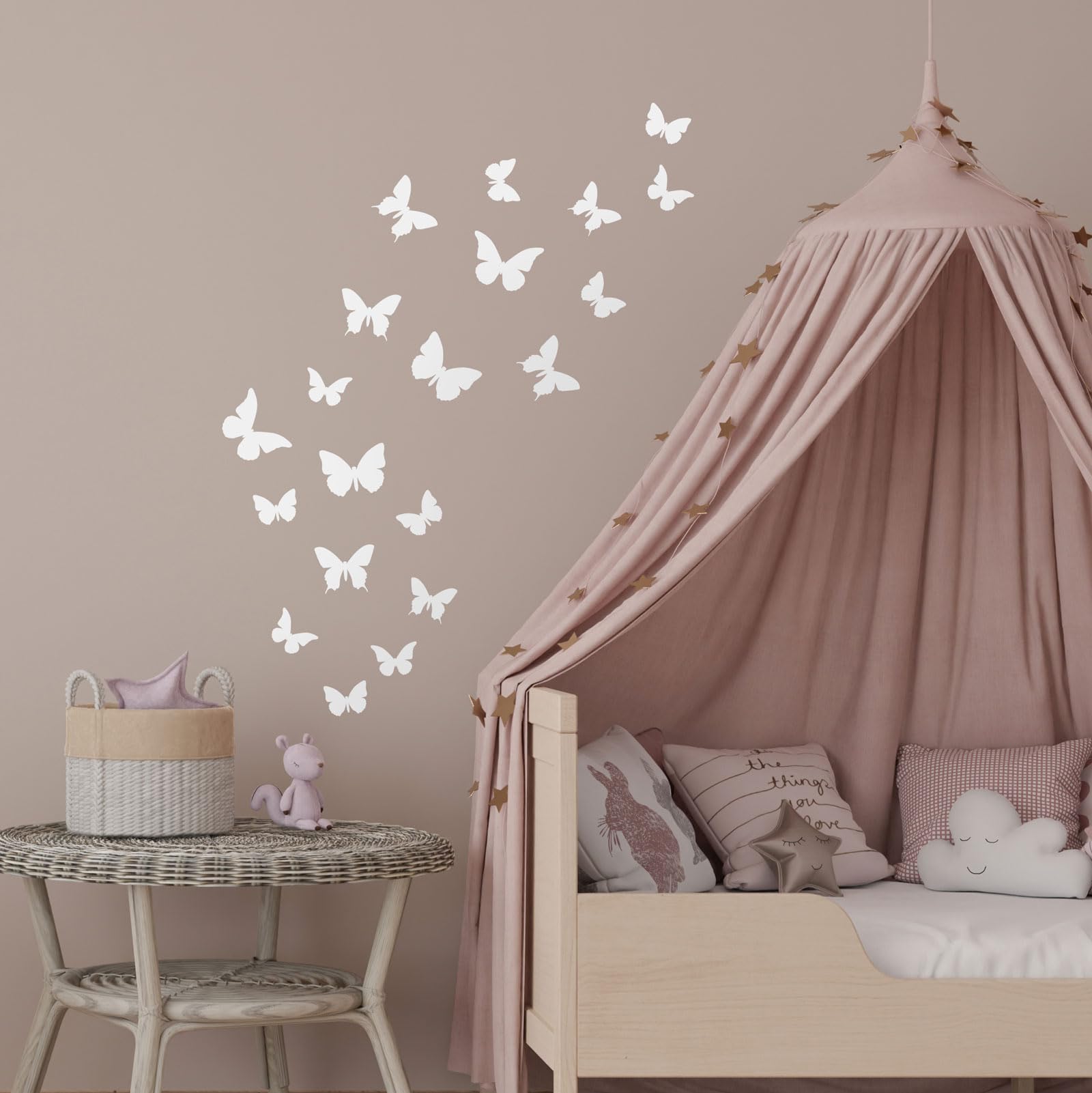 Stickerscape Pure White Butterfly Wall Stickers (White) | Nursery Wall Stickers, Woodland Wall Stickers, Nursery Wall Decor, Fairy Wall Stickers | Easy To Apply, Cleanly Removable