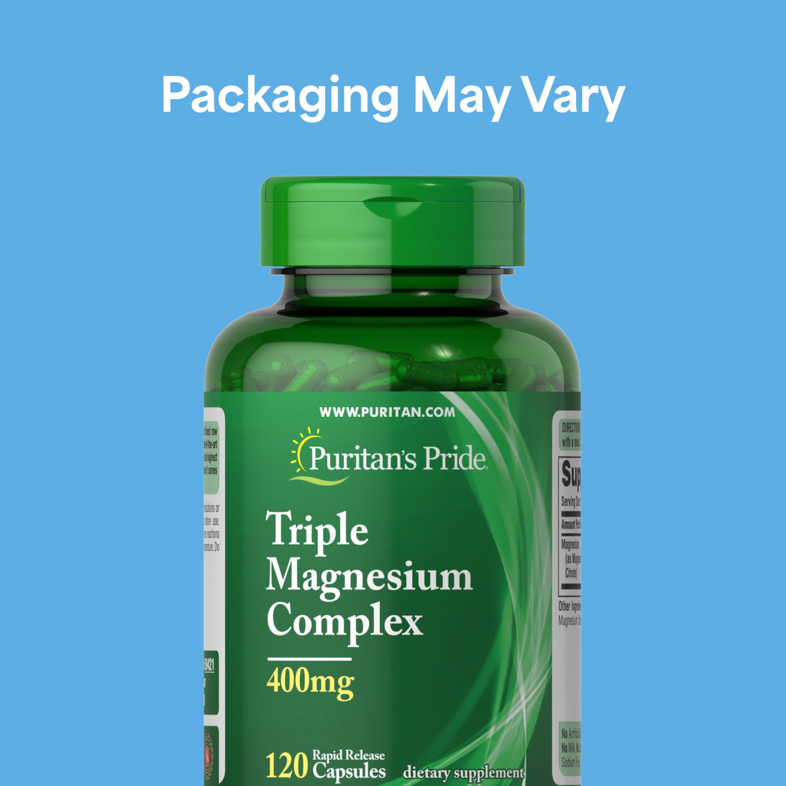 Puritan's Pride Triple Magnesium Complex 400mg, 120 Rapid Release Capsules — Amazon image 4