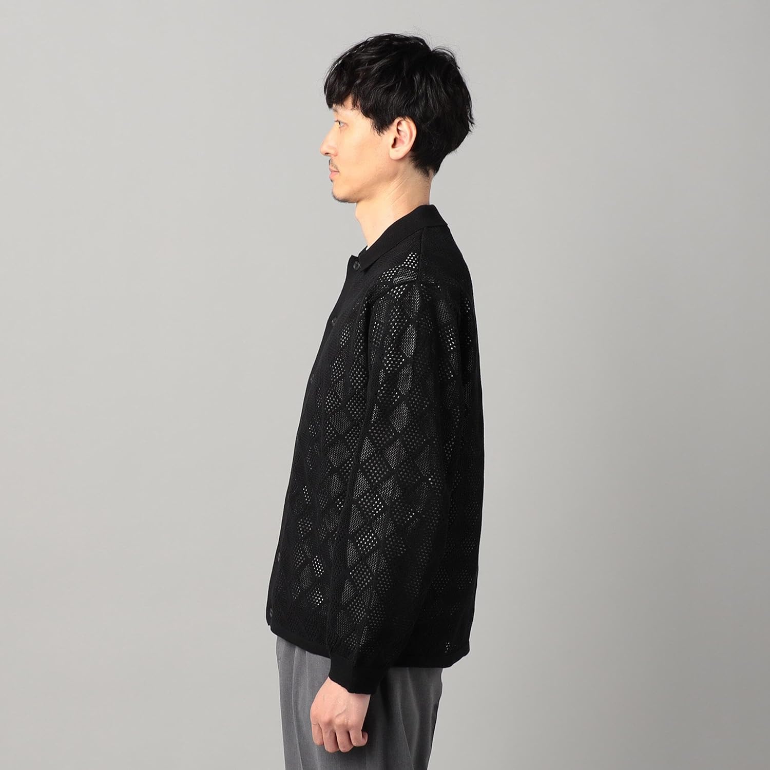 (コムサ・メン) COMME CA MEN メッシュ編み ポロカーディガン 07-71KK02-205