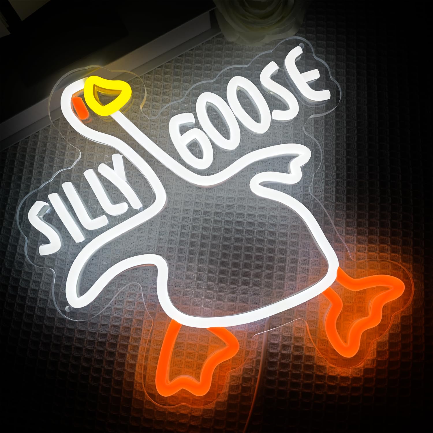 Silly Goose - Letrero de neón LED de ganso para decoración de pared para hombre, cueva, dormitorio, regalos de Navidad para amigos y niños