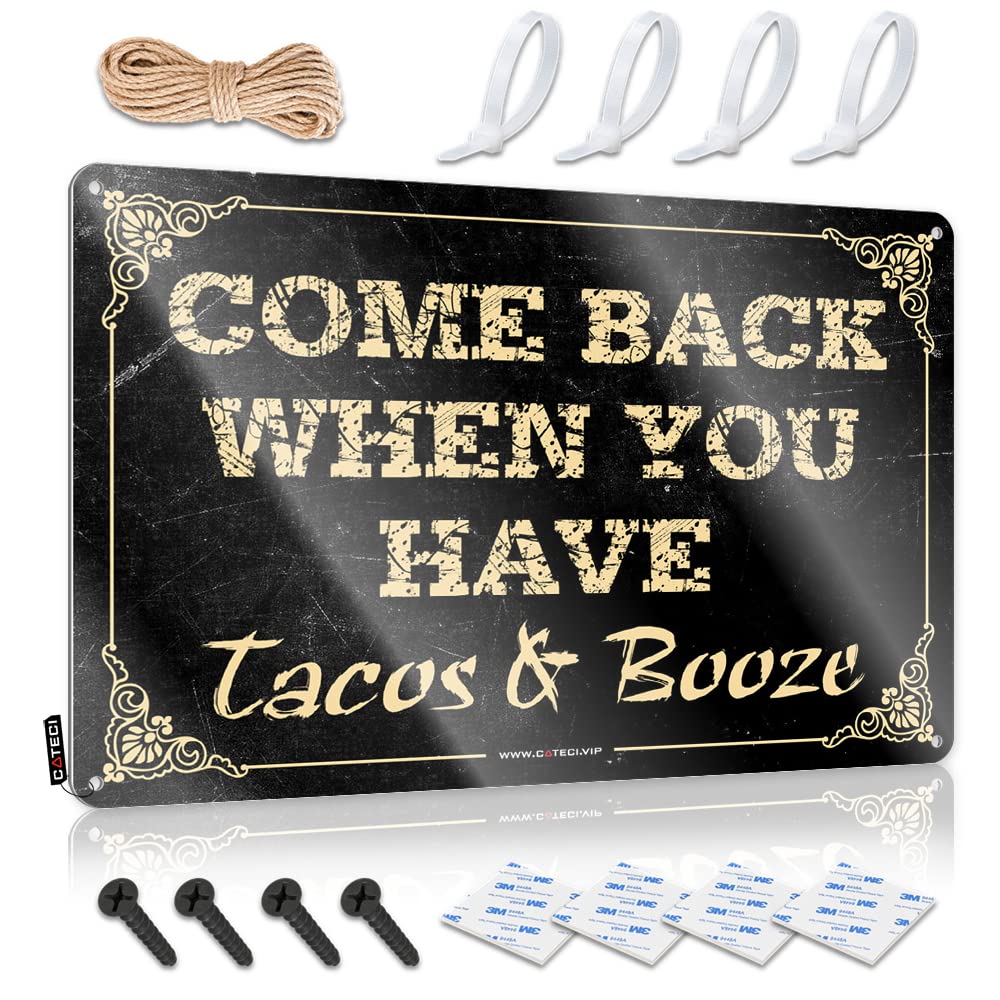 STWNVOITV Mancave Signs And Decor Come Back When You Have Tacos And Booze Sign Bedroom Door Sign Cool Signs For Bedroom(20X30CM)