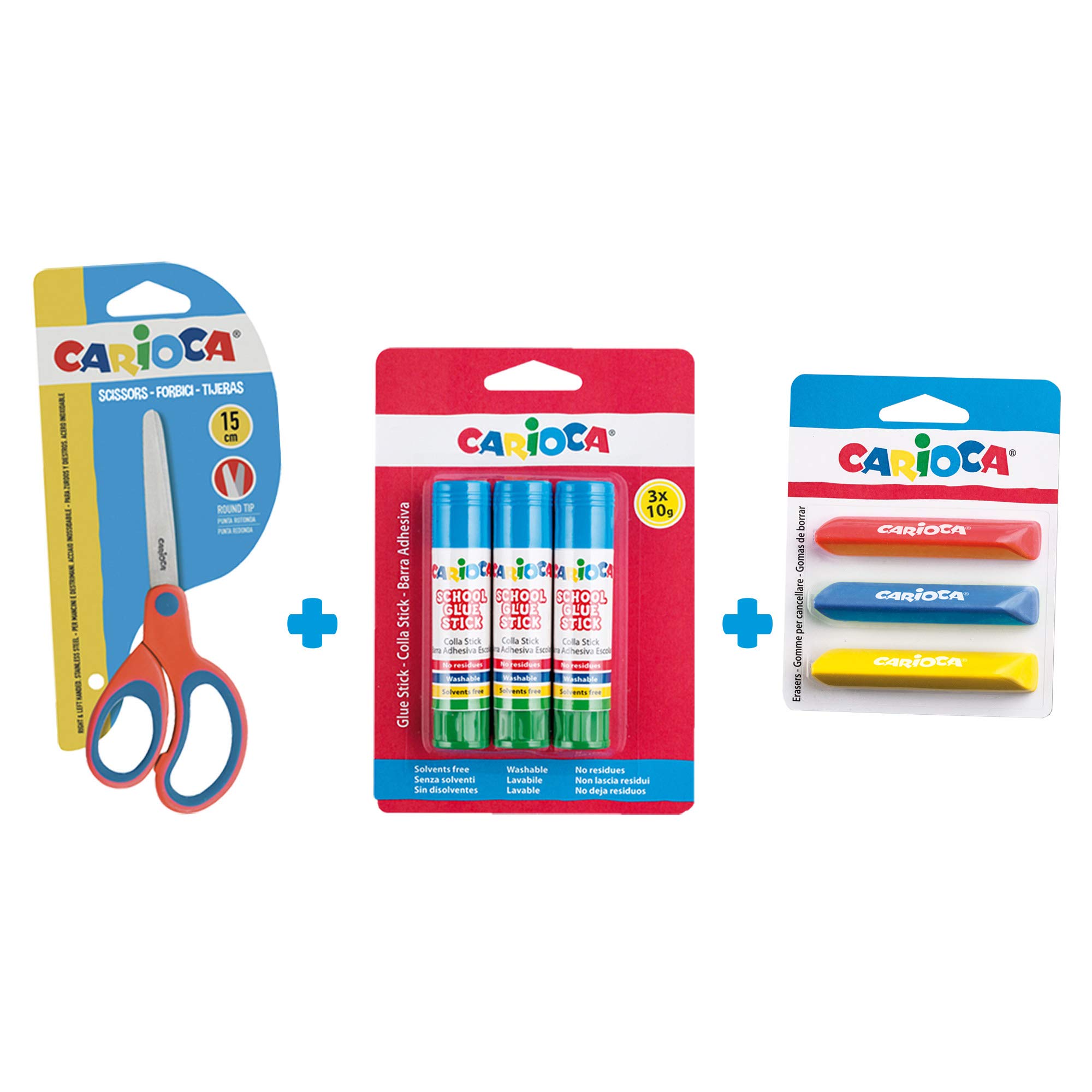 Carioca Back To School | Set di cancelleria Ritorno a Cole con matite Colorate e Grafite, acquerelli con Pennello, pennarelli, Penne cancellabili, Cere, Gomma, Forbici e Colla a Barra, 100 Pezzi