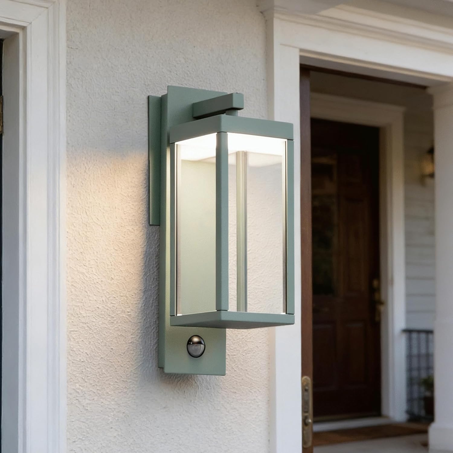 Lustrlach Outdoor Motion Sensor Wall Light for House LED Modern Outside Wall Mount Porch Light IP54 Waterproof with Clear Glass Aluminum Exterior Light Fxiture,3000K 750lm