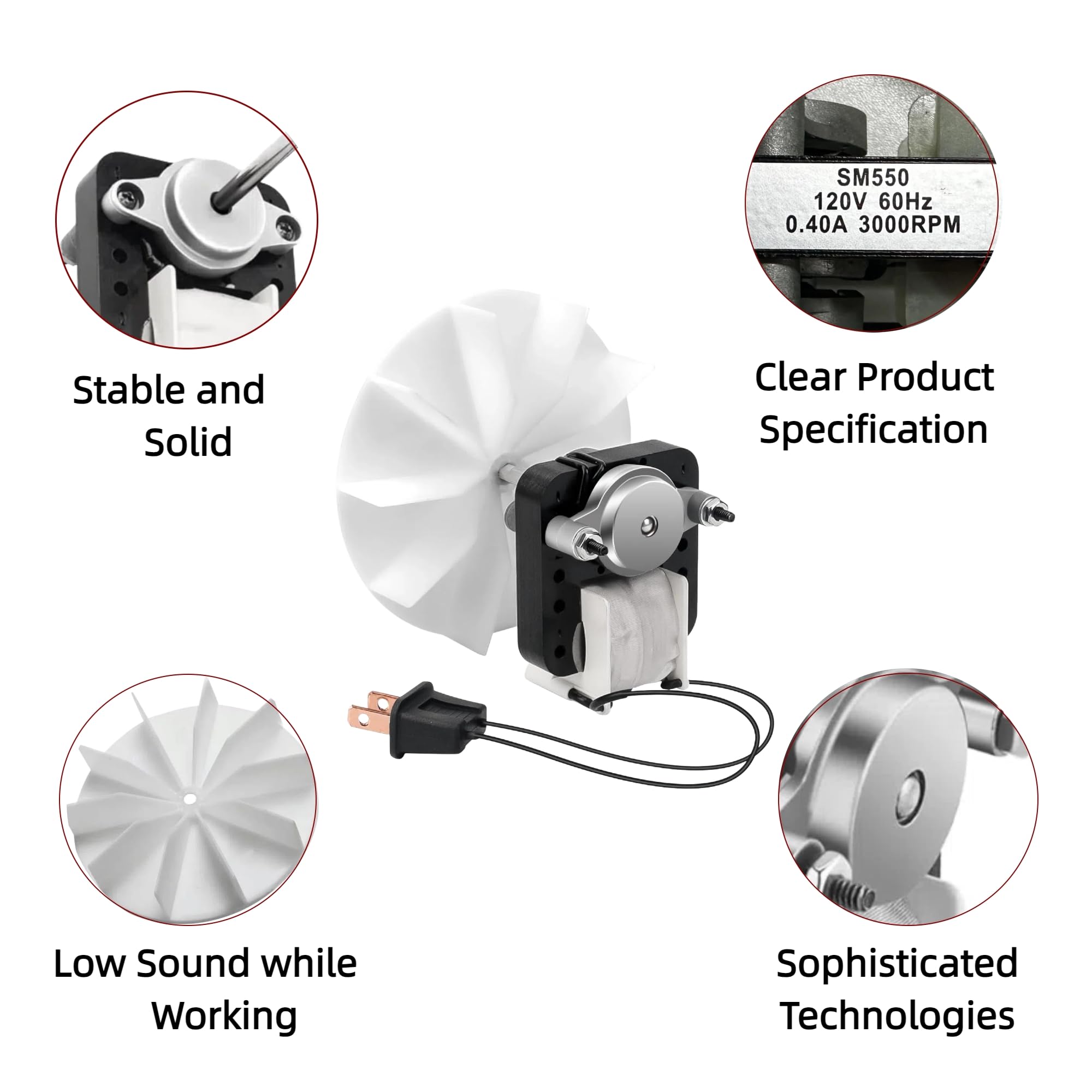 Ventilador de ventilación de baño, motores eléctricos, 120 V, repuesto para Ventorola SM550, paquete de 2