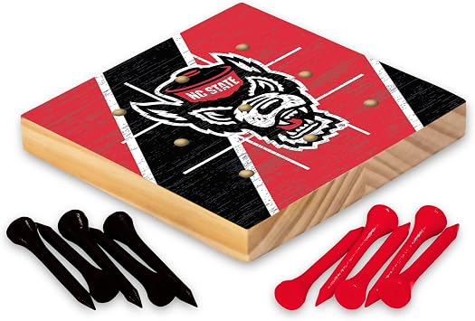 Rico Industries NCAA Peg Tic Tac Toe Game 4.25' x 4.25' Wooden Travel Sized Tic Tac Toe Game - Toy Peg Games - Family Fun