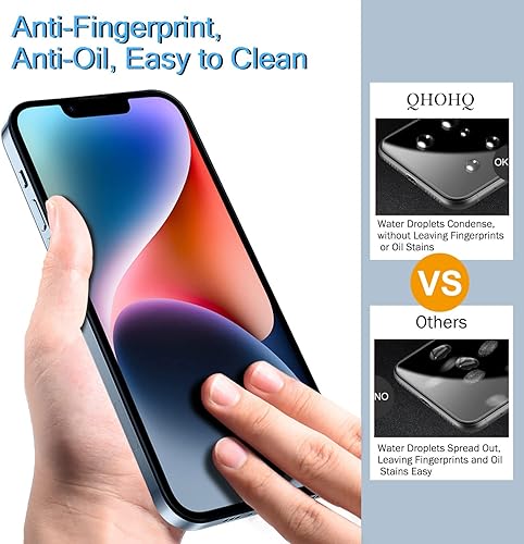 Miniatura 5 de QHOHQ Paquete de 3 protectores de pantalla para iPhone 15 6.1 pulgadas con 3 protectores de lente de cámara, película de vidrio templado,
