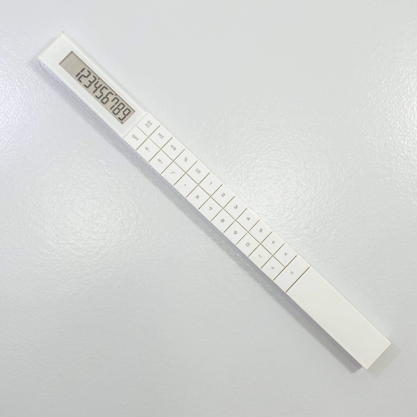 Made By Humans Ruler Calculator - Imperial 12-inch and Metric 30cm Ruler with Basic Functions Display Calculator - Novelty Desk Accessory - White
