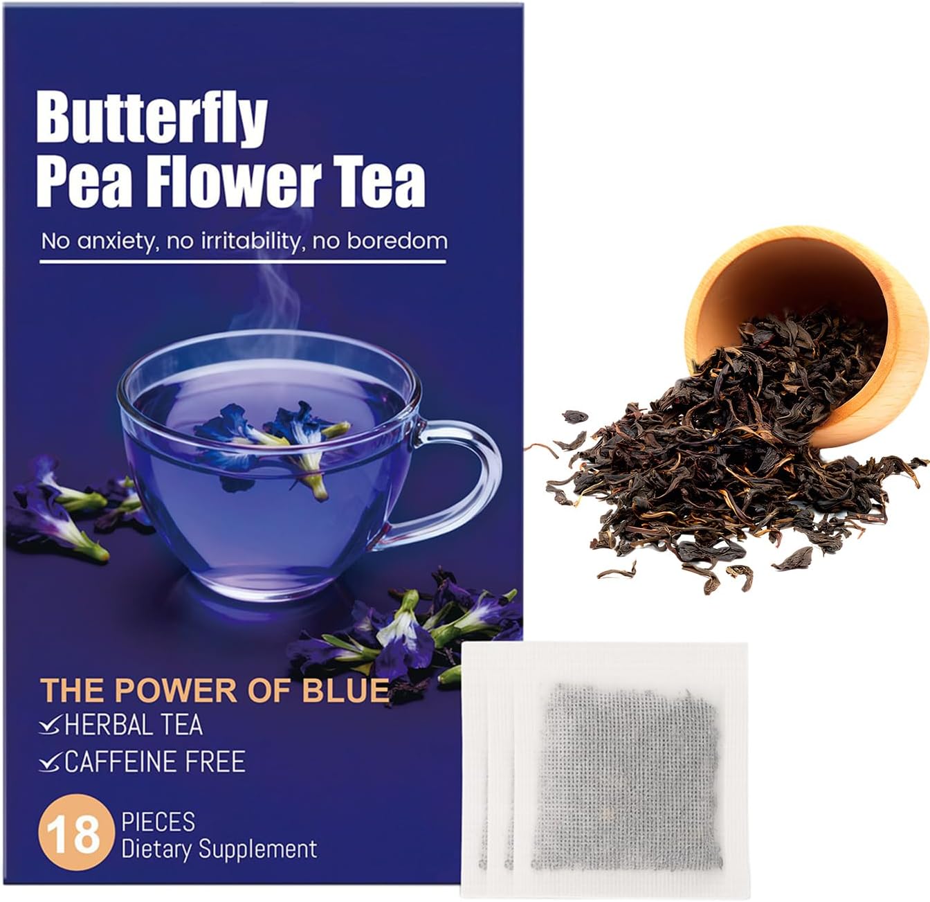 Hot Tea Bags – 18 Piece Flavored Natural Leaves | Individually Wrapped Tea Packets – for Men Adults Stress Calm Relax Party Social Sharing