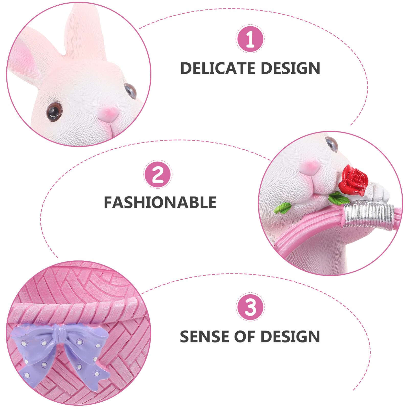 SHINEOFI Decorazione Pasquale Coniglio in Resina Rosa a Forma di Cesto, Scultura da Tavolo Adorabile per Arredamento Casa e Soluzione di Stoccaggio
