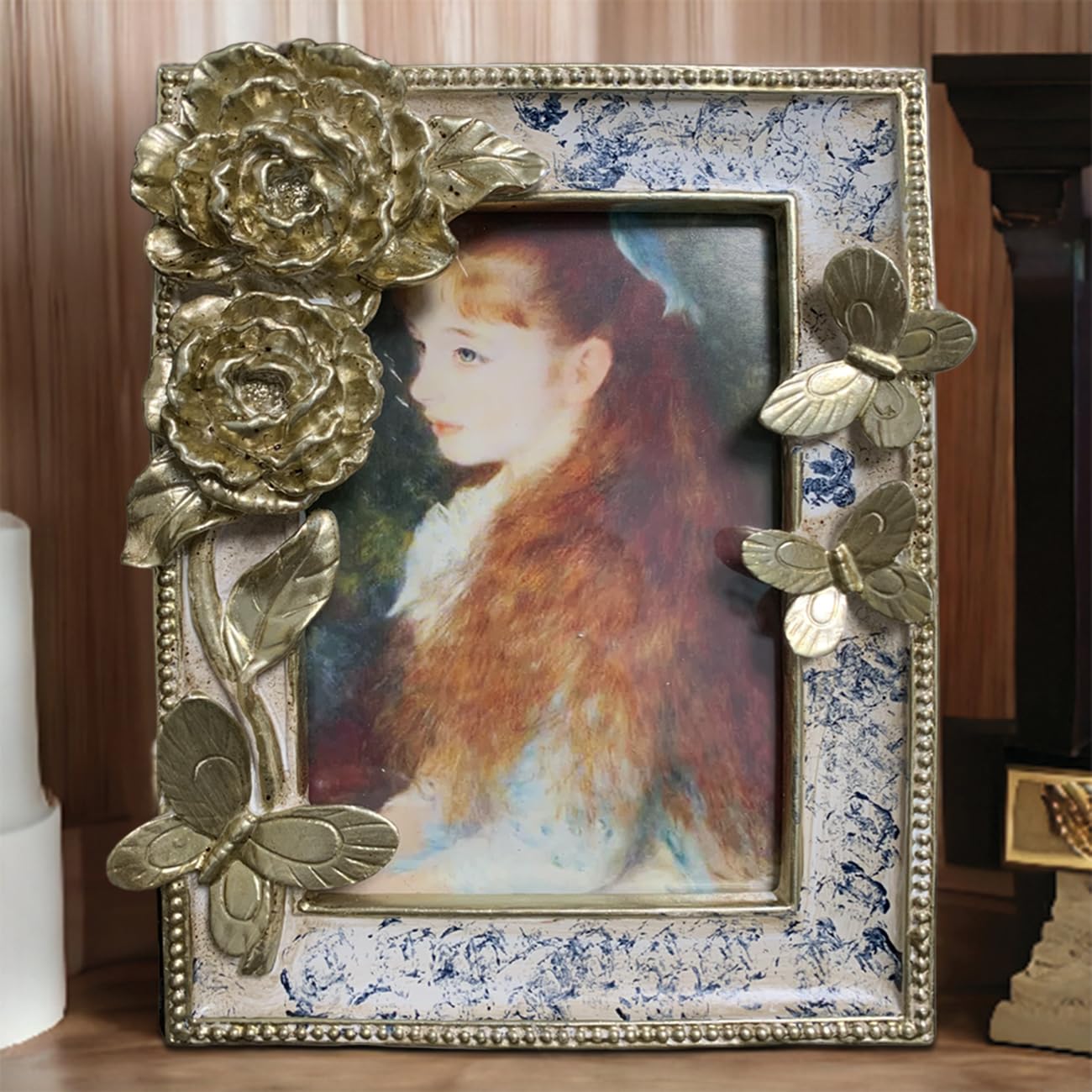 Art Street Resin Display of Rose & Butterfly Photo Frame For Home Decoration, Wedding Dress Display Picture Frame For Table Top Desk, Birthday, Wedding, Return Gift - Royal Gold (Size: 5x7 Inch) (B0CBG2JLJL) Amazon Price History, Amazon Price Tracker