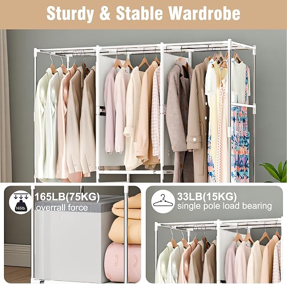 BAOKALER Portable Closet, Storage Organizer Wardrobe for Hanging Clothes