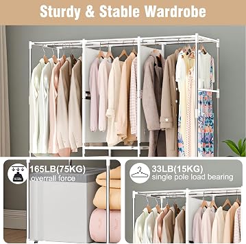 BAOKALER Portable Closet, Storage Organizer Wardrobe for Hanging Clothes