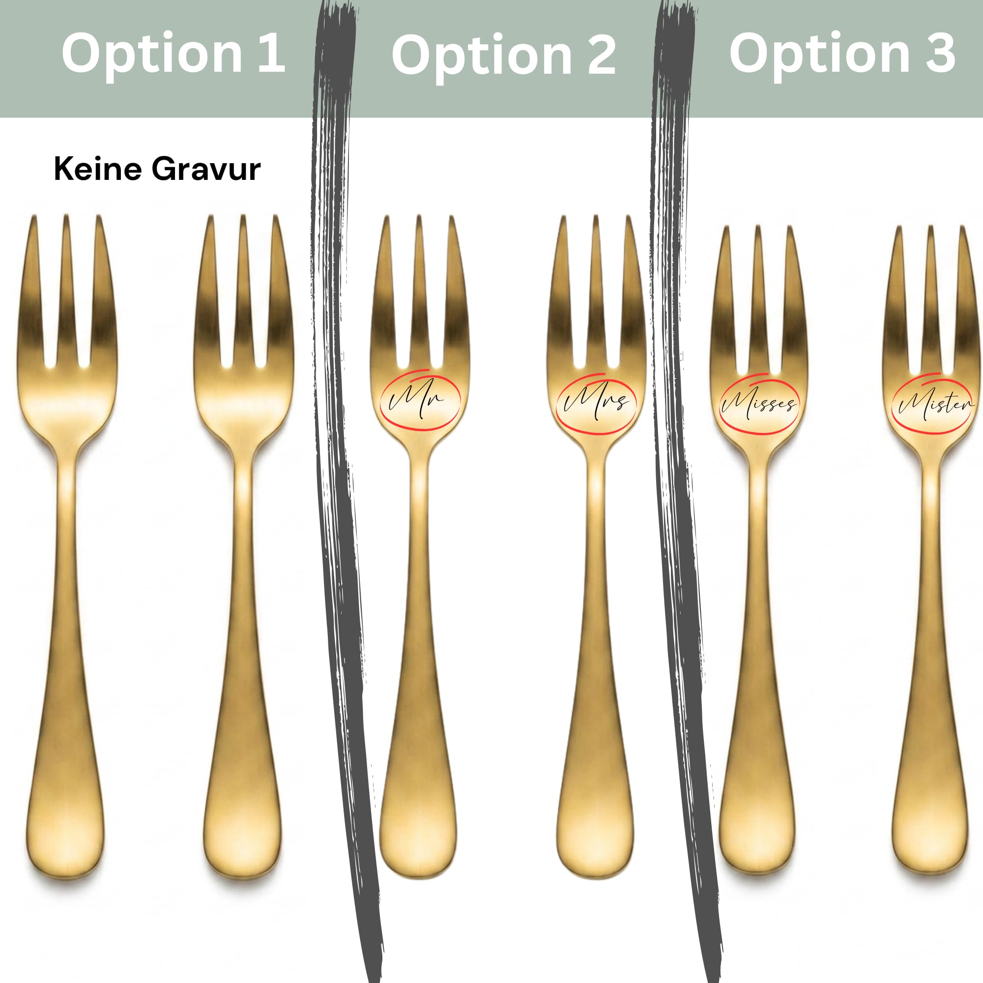 SMARTEON Let's Eat Cake Cake-Server Set mit Tortenmesser und Personalisierter Gravur – Geschenke für Brautpaar, Geburtstag, Jubiläum,Konfirmation,Kommunion, Muttertag (Gold+Gabeln, Initialien)