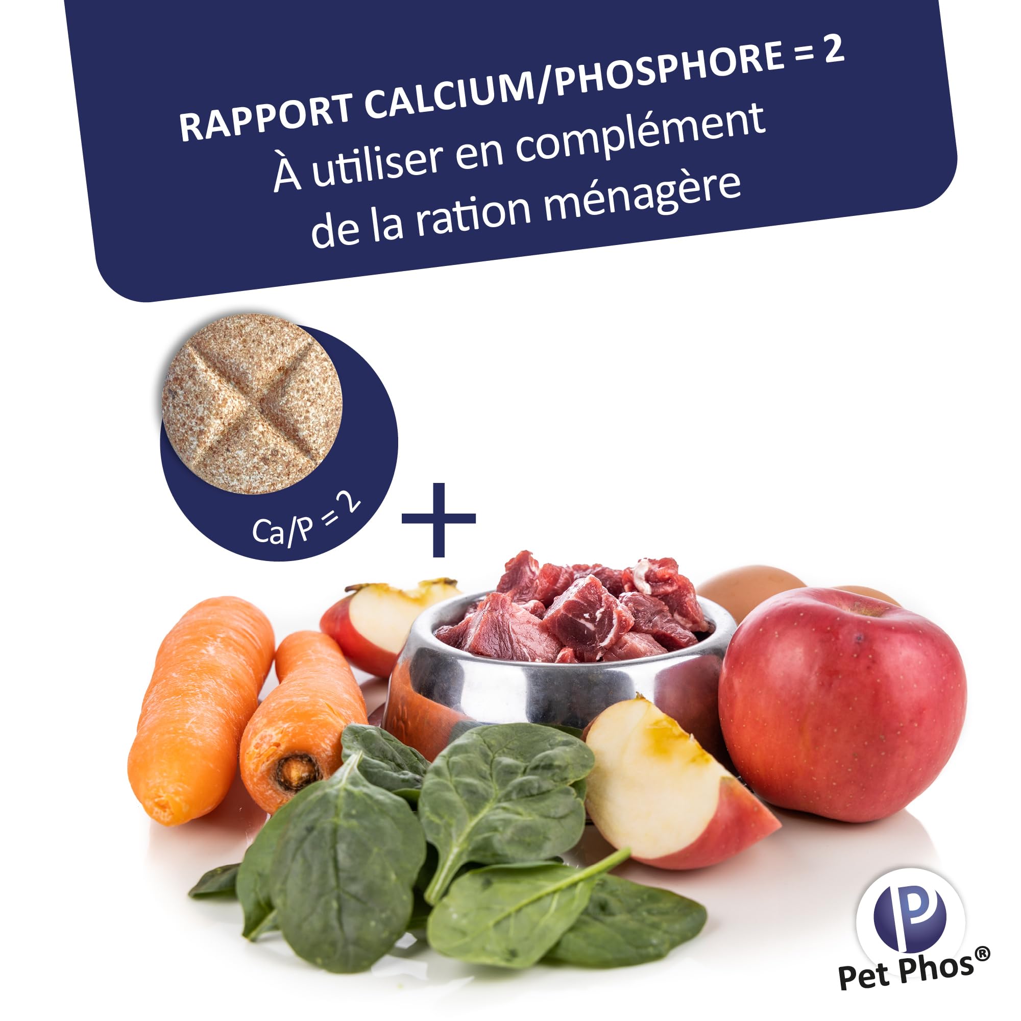 Pet-Phos Canin Croissance Ca/P=2-1 Boite de 100 comprimes complement Croissance