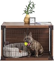 Vista 1 de IRIS USA - Jaula de madera moderna para perros, elegante estilo mueble, para interiores y mesa auxiliar para perros pequeños a medianos, jaula