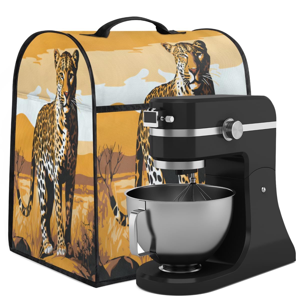 Coffee Maker Cover Africa Leopard Pattern Kitchen Appliance Covers Small Appliance Covers Blender Cover Juicer Cover Dust Covers for Kitchen Appliances with Top Handle and Pockets,Washable,C646