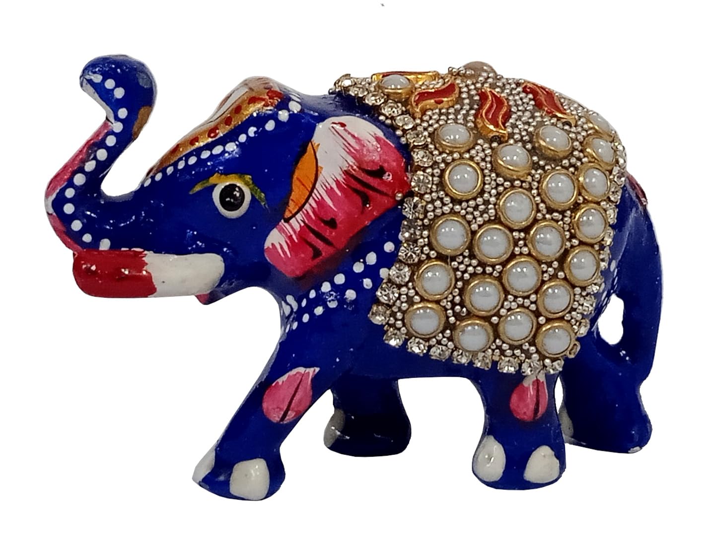 Éléphant en métal émaillé Meenakari : le cadeau d'exception aux perles scintillantes