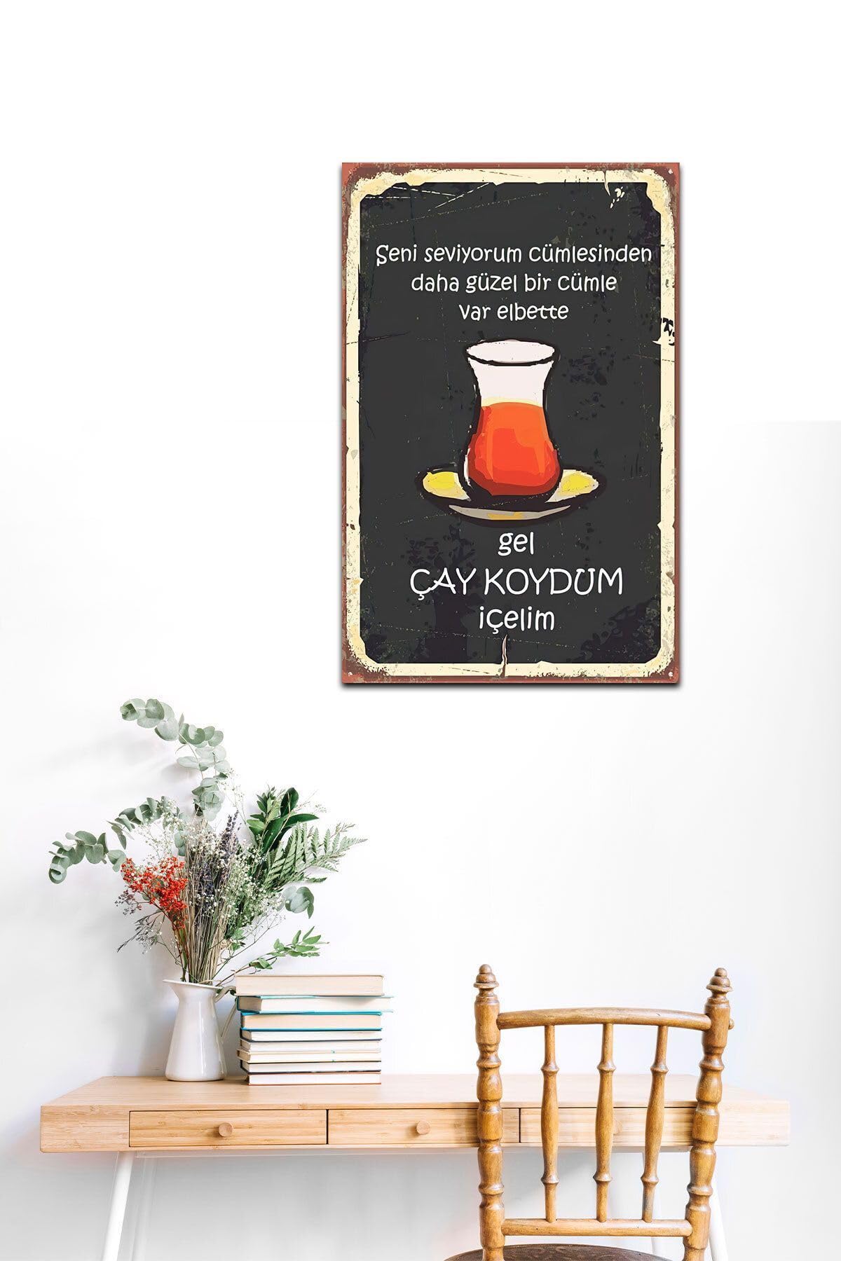 Dekolia Gel Çay Koydum Içelim Retro Vintage Drtr0002 Ahşap Mdf Tablo