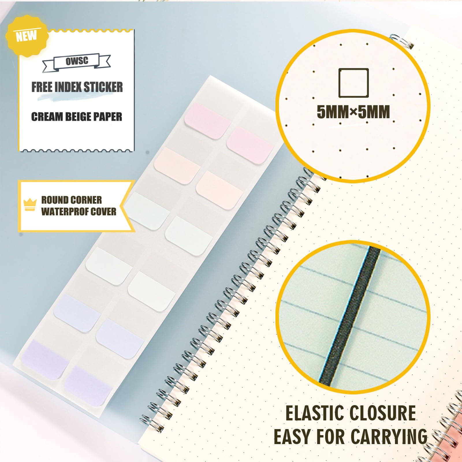 OWSC 4 Pack Dot Notizbuch, 5,9 x 8,3 Zoll Spiralnotizbücher für Arbeit, Schule und Journal mit 110 GSM Journal Dotted Paper, kleines Notizbuch mit 80 Blatt/160 Seiten, Hardcover Dot Journal Notizbuch | College-Notizbücher, liniert für Notizen, Schule und