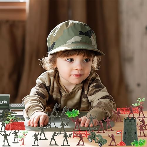 Miniatura 9 de MCPINKY Conjunto militar de soldados militares de plástico, soldados militares, soldados, soldados del ejército, figuras de acción de soldado