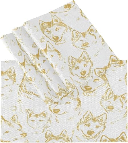 Miniatura 3 de Tapetes de tela con diseño de siluetas de cabeza de perro dorado, lavables, 6 piezas, 12 x 18 individuales, para mesa de comedor, color oro rosa