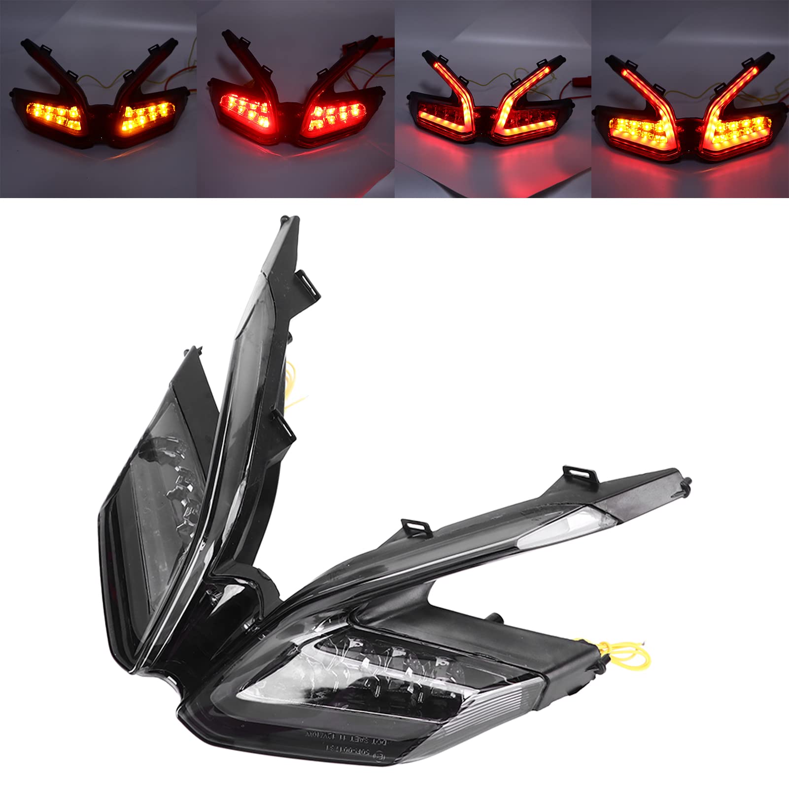 Aramox Motorcycle Taillight, 5-12V Motorcycle LED Tail Light Turn Light, Motorcycle Brake Light Driving Light, Compatible with 899 959 1199 S R 1299 Panigale (Smoky)