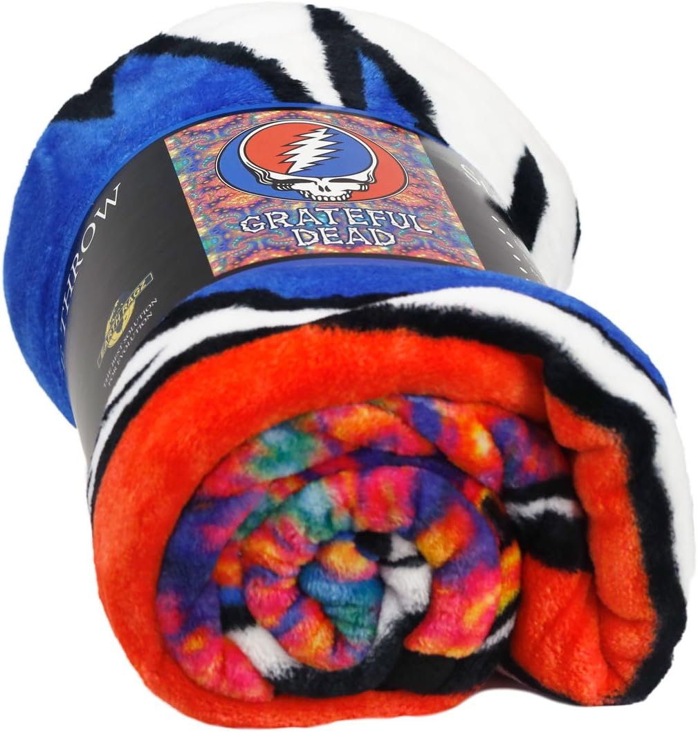 Grateful Dead Coral Fleece Throw Blanket - Steal Your Face Fractals
