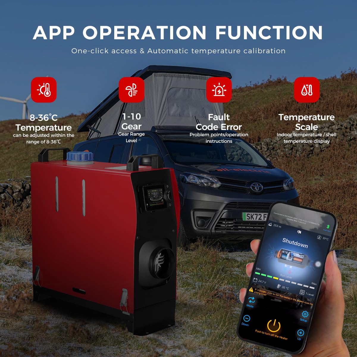 Sunster 8KW Standheizung Diesel, Bluetooth APP All-in-One Heizung Fernbedienung