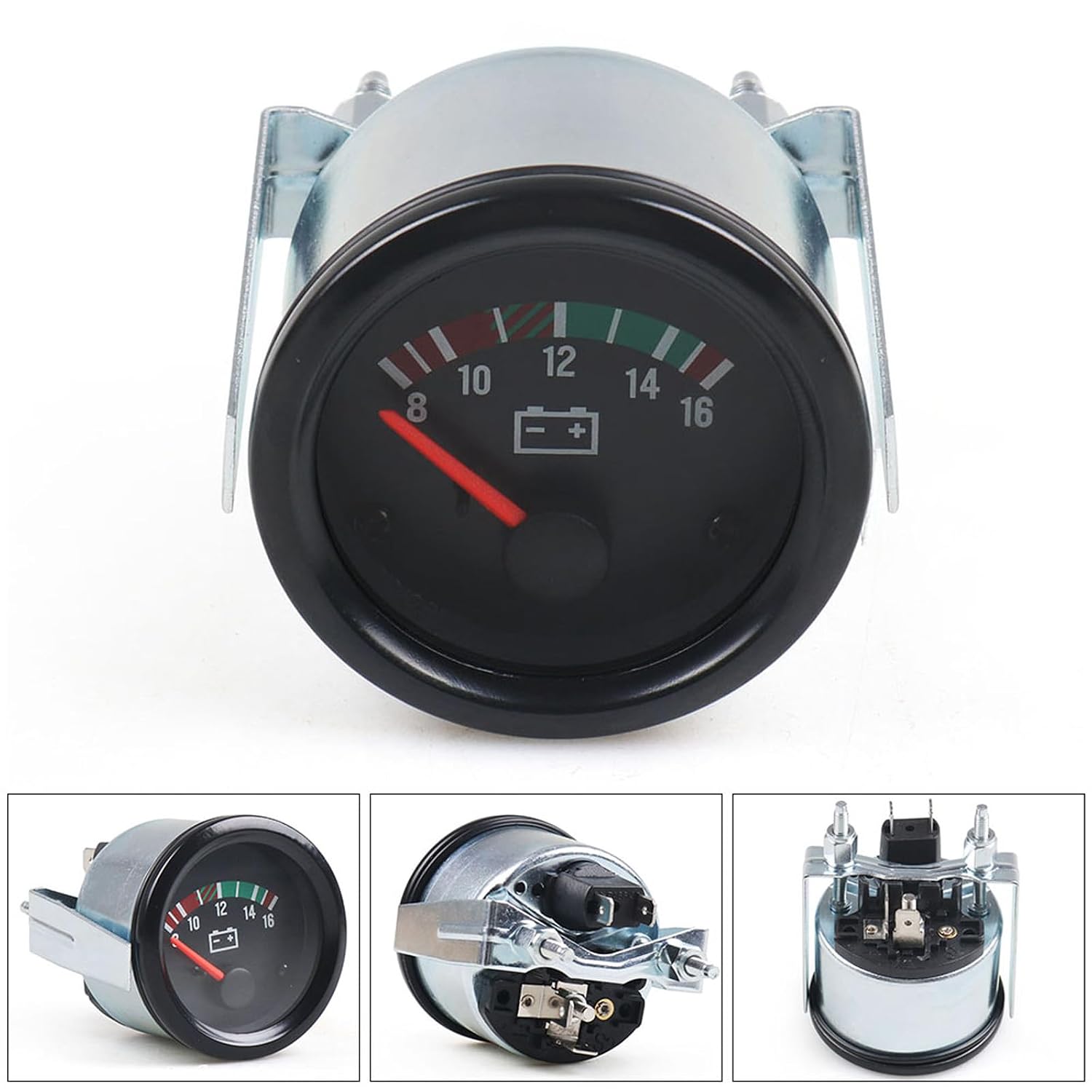 Dyno Racing 2" 52mm Electronic Car Voltmeter Pointer Volt Gauge Voltage Meter Yellow Light Car Meter Read 8-16V