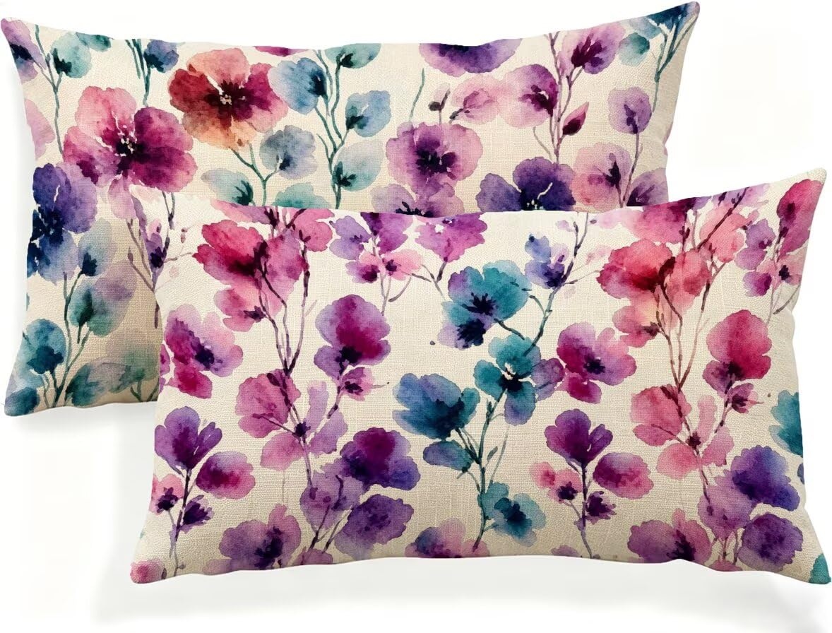 Housse coussin fleur 60 x 40 en lin brillant de haute qualité