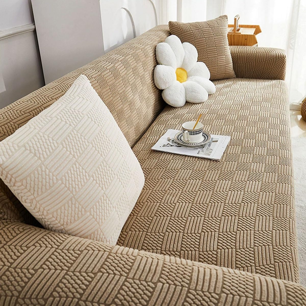 Qqwbhj C Sofa Over Stretch 1 2 3 4 Seater Non Slip Ouch Overs Anti Slip Thickened Sofa Slipcovers All-Inclusive Sofa Slipcover Polyester Spandex Furniture Protector(Size:3 Seater (190-230Cm),Olor:c)