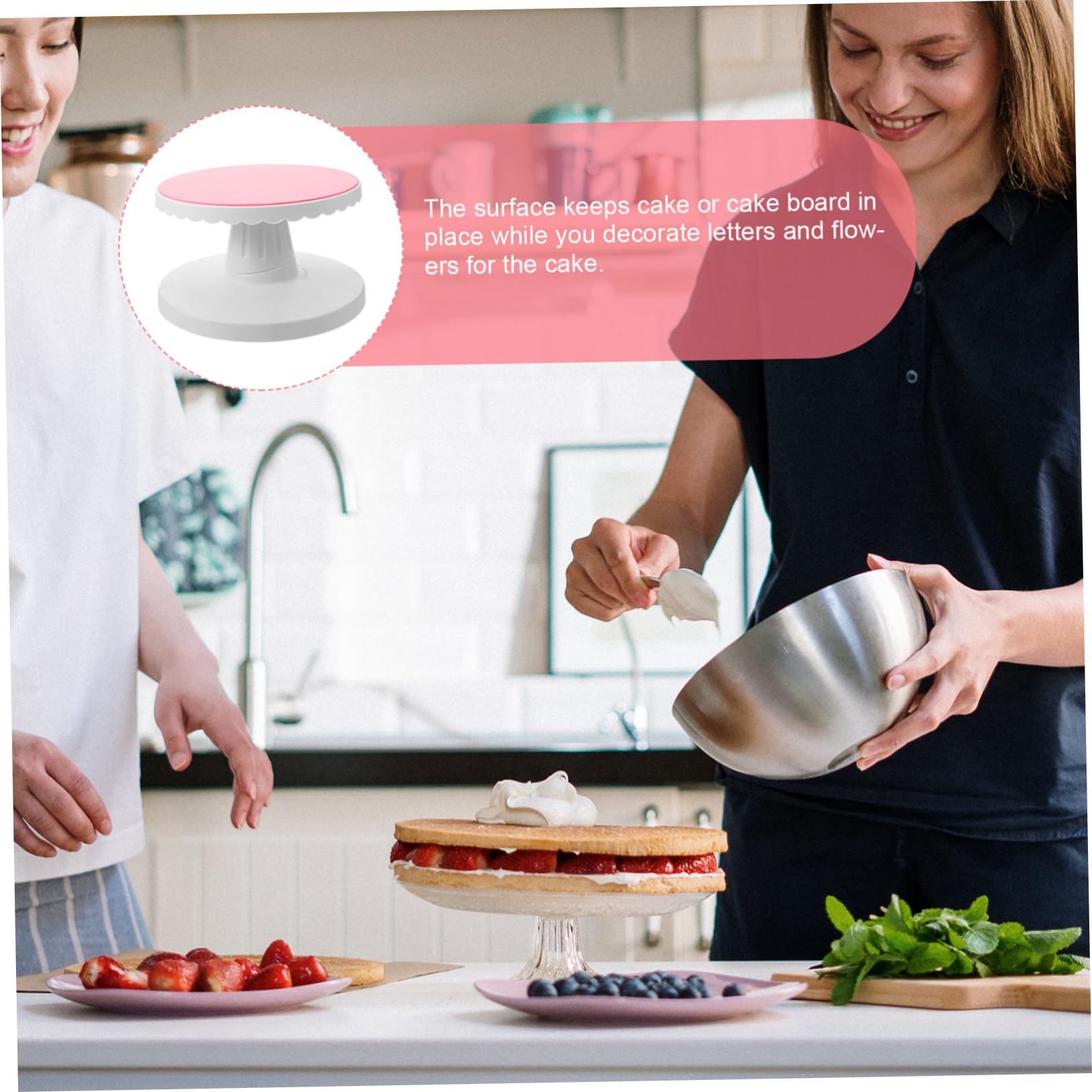 Plateau Tournant à Gâteau 10 Pouces en Plastique Rose