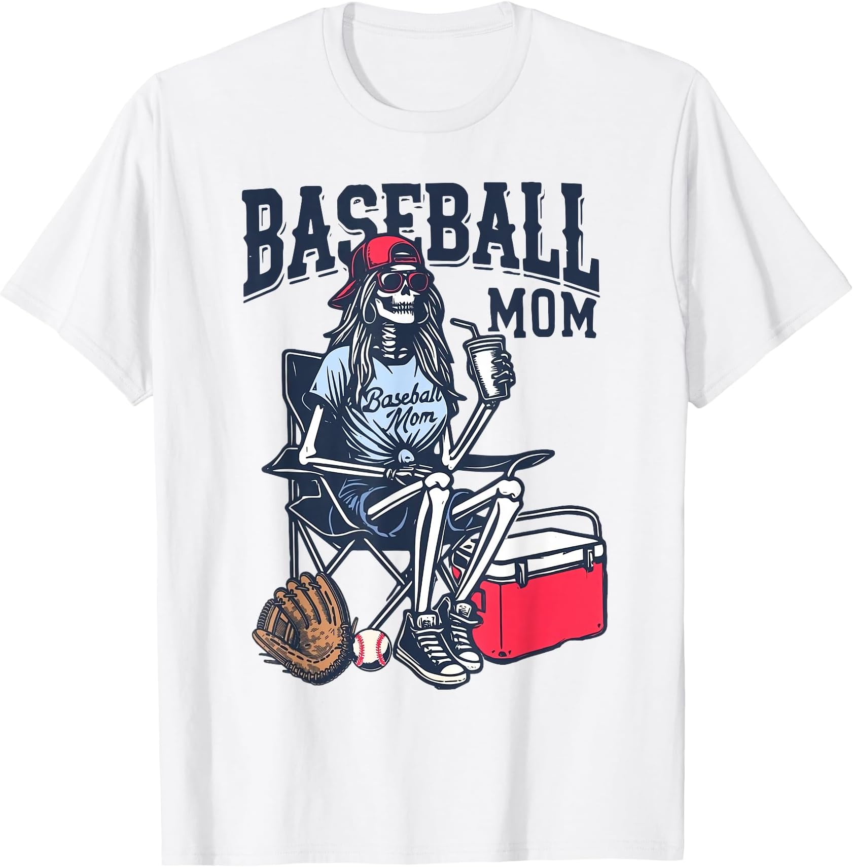 Baseball Mom Skeleton Halloween Baseball Game Day Mother Day T-Shirt