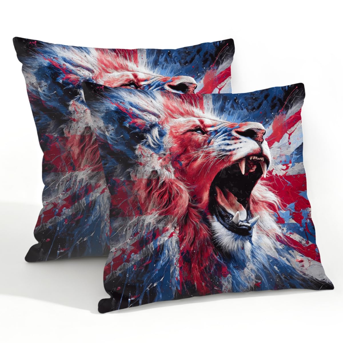 Outdoor Pillow Covers Waterproof Pillowcases 22x22in Set of 2 American Roaring Lion Decorative Throw Cushion Case for Couch Sofa Garden Patio Furniture