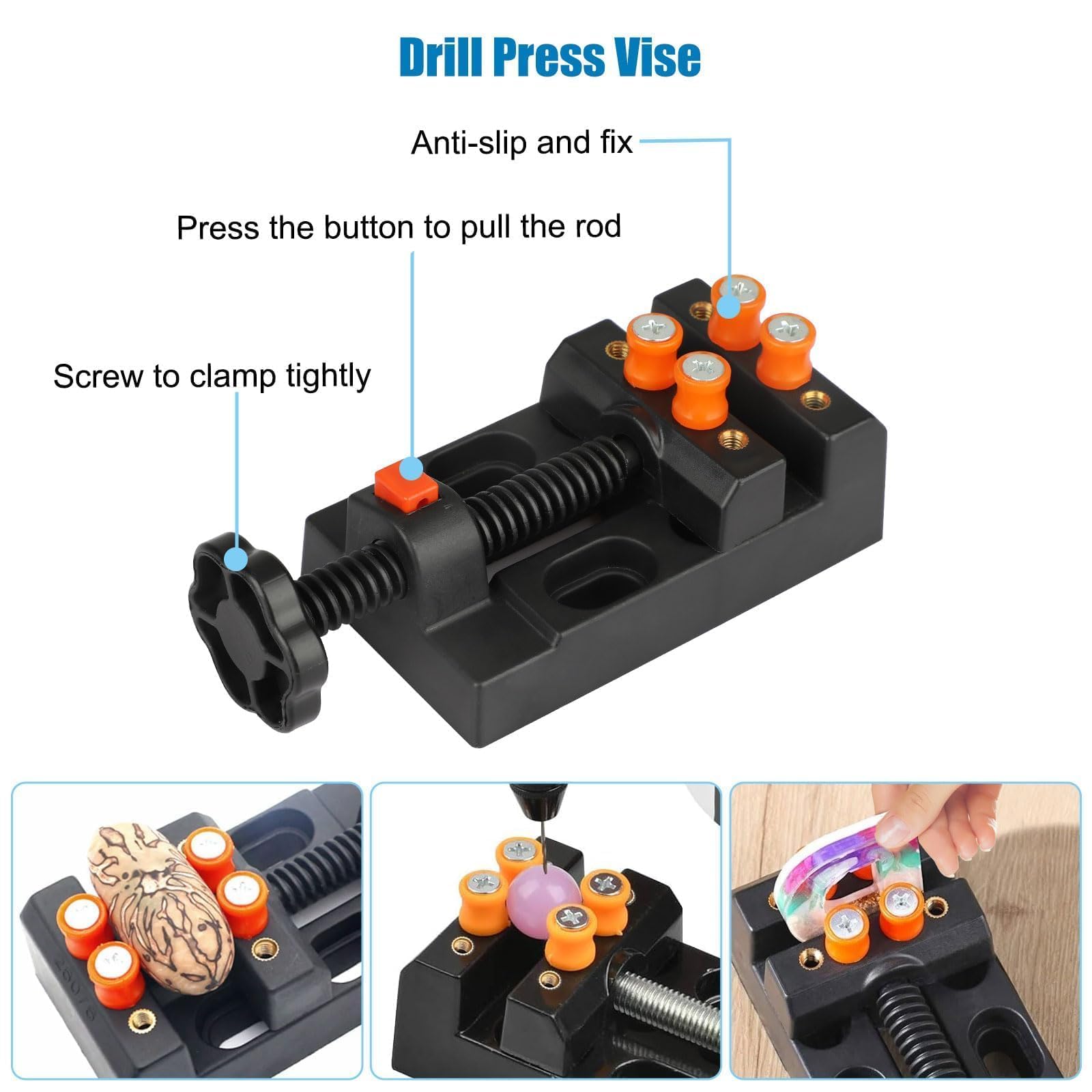 Linkstyle 60 Stück Handbohrer Set, Mini Bohrmaschine Pin Vise mit 48 Handbohr Spiralbohrer 0.5-3mm, 10 PCB Bohrer und Schraubstock für Holz Modellbau
