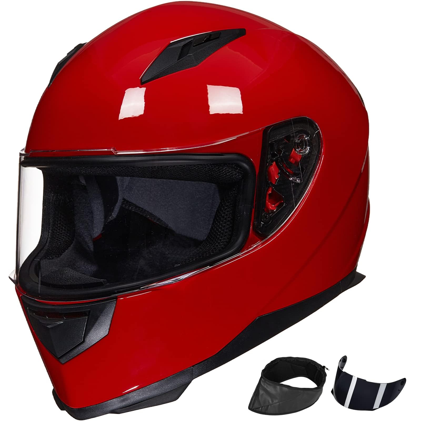 ILM Full Face Motorcycle Street Bike Helmet with Removable Winter Neck Scarf + 2 Visors DOT Model-JK313