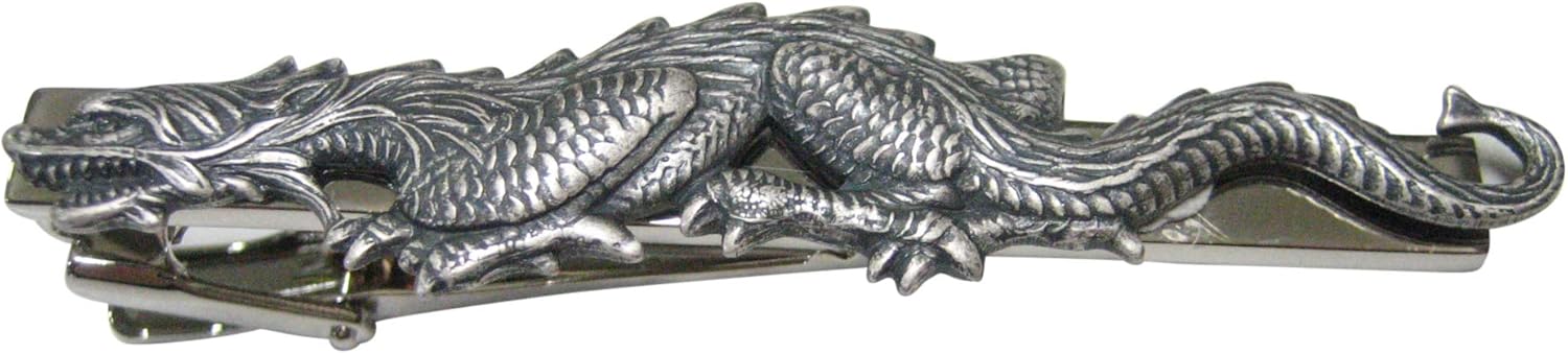 Kiola Designs Gunmetal Toned Fierce Dragon Tie Clip