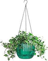 Melphoe Self-Watering Hanging Planters 8.3 Inch - Indoor Outdoor Flower Pots with Wick, Drainage Holes, 3 Hooks for Easy Plant Care